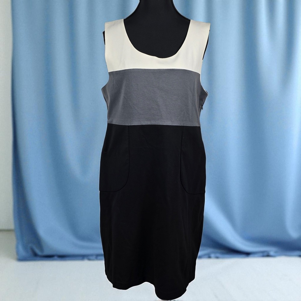 Theory Color Block Dress Sleeveless Pockets Sheath Career Casual Size 12